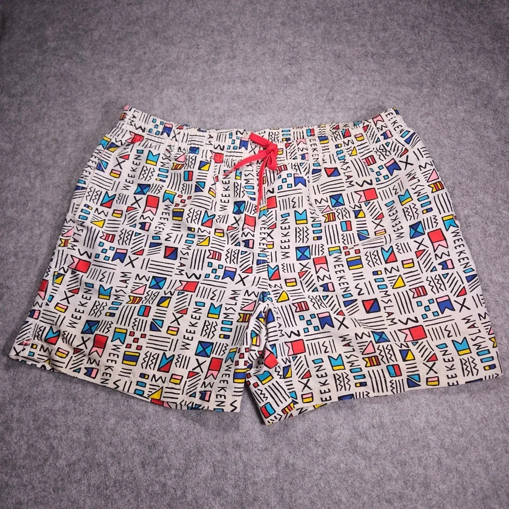 Chubbies Mens Retro Print Swim Trunks Beach Vacation Funky Party Pool Sz L READ